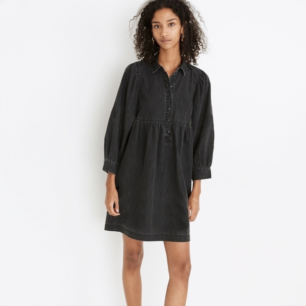 Madewell Black Denim Midi Dress